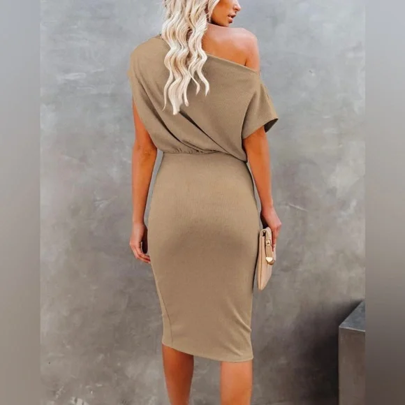 NWT Off The Shoulder Bodycon Ribbed Dress Size XL - Picture 2 of 6